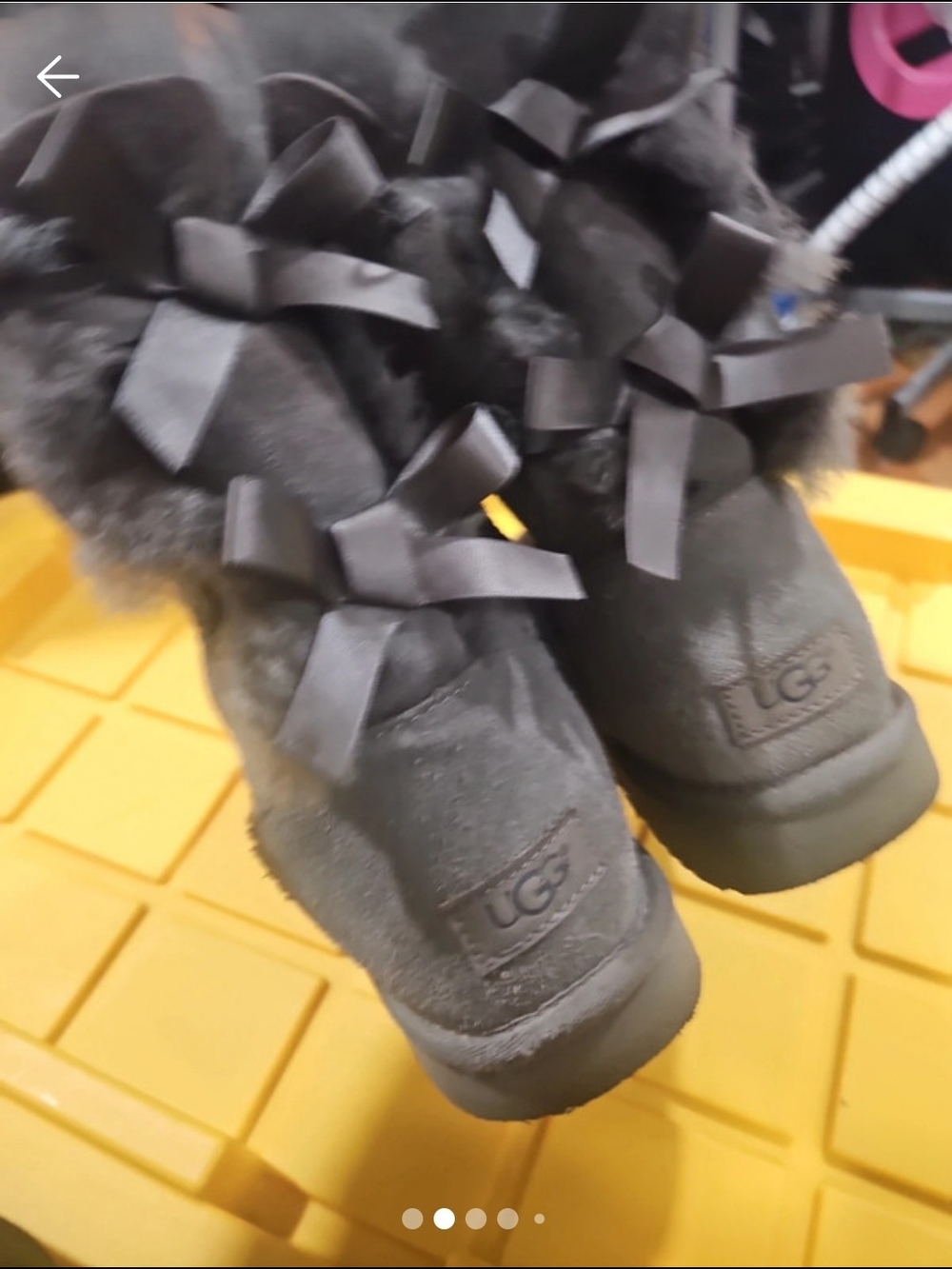 UGG Women Gray Bow Shearling Boots 11